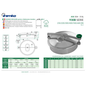 Búvónyílás - DN500 TL 60x2, V:125001, EPDM