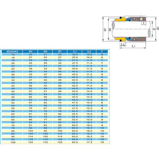 Tömítés 100mm tengelyre, szilícium/szilícium felület, Viton gumi, AISI 304 rugó