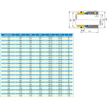 Tömítés 100mm tengelyre, Wolfram/Wolfram felület, NBR gumi, AISI 304 rugó