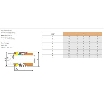 Tömítés 60mm tengelyre, szilícium/szilícium felület, Viton gumi, AISI 304 rugó