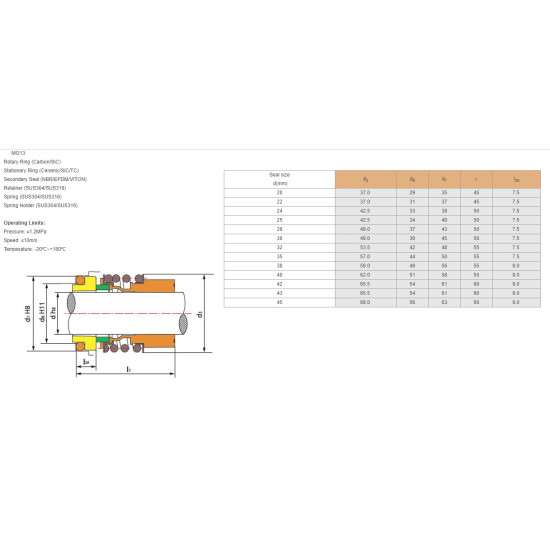 Tömítés 22mm tengelyre, szilícium/szilícium felület, Viton gumi, AISI 304 rugó